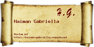 Haiman Gabriella névjegykártya